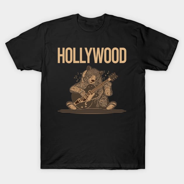 Brown Bear Guitar Hollywood T-Shirt by rosenbaumquinton52